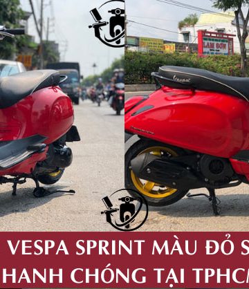 Sơn Vespa Sprint Màu Đỏ Sporty Nhanh Chóng Tại TPHCM